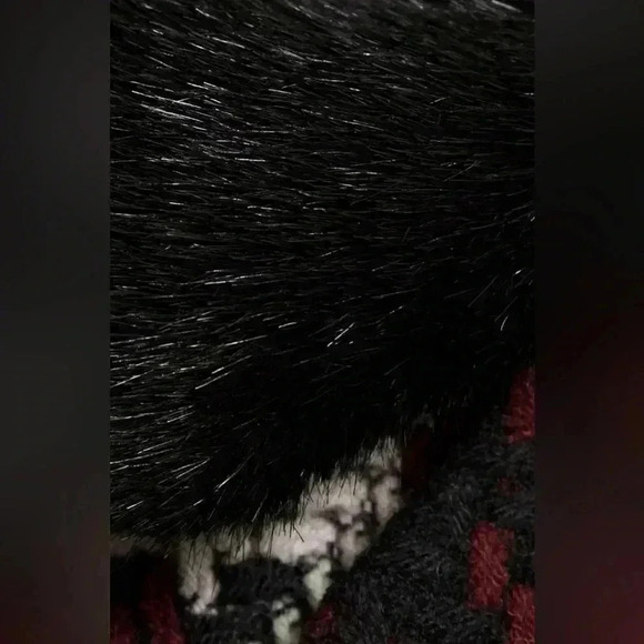 Kate Spade Wool Coat Plaid Belted Long Fur Collar Trim Pink Double Breasted 0 XS - Picture 5 of 10